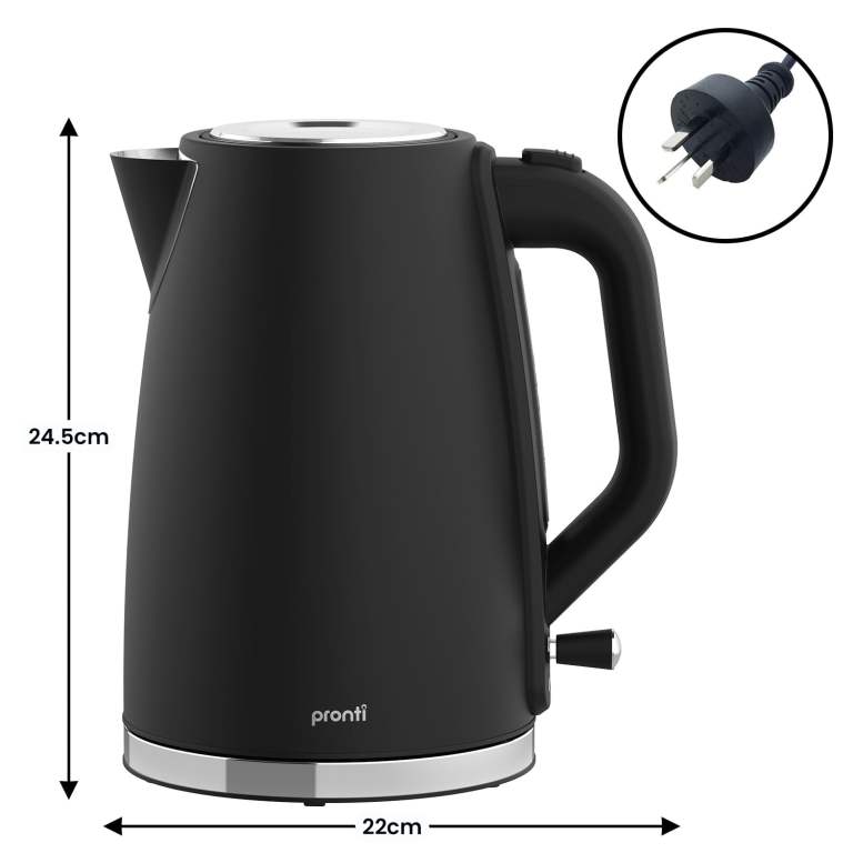 pronti silver noir collection 1.7l electric kettle