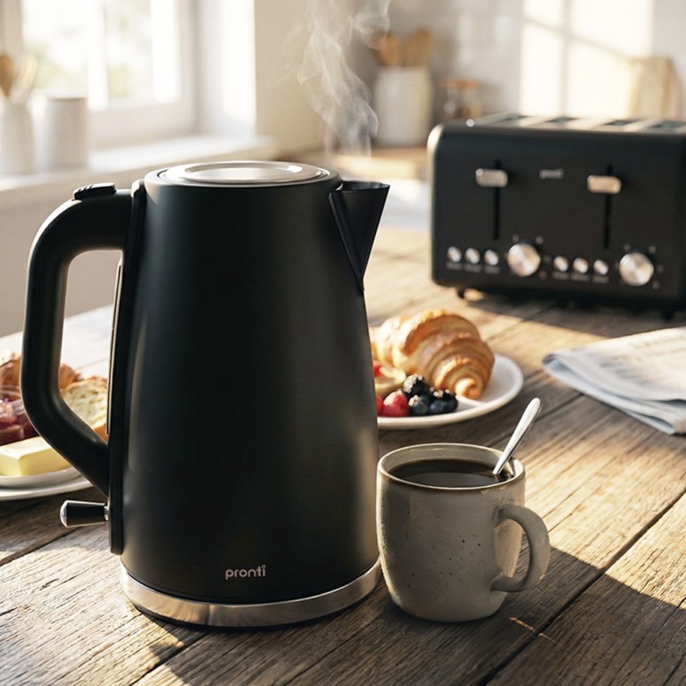 pronti silver noir collection 1.7l electric kettle