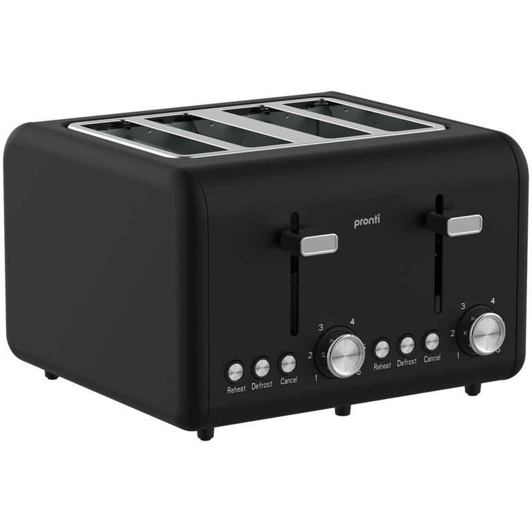 pronti silver noir collection 4 slice toaster and kettle bundle