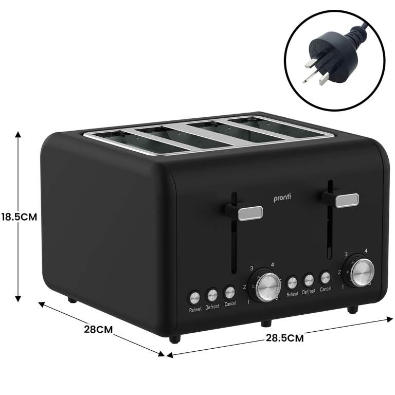 pronti silver noir collection 4 slice toaster and kettle bundle