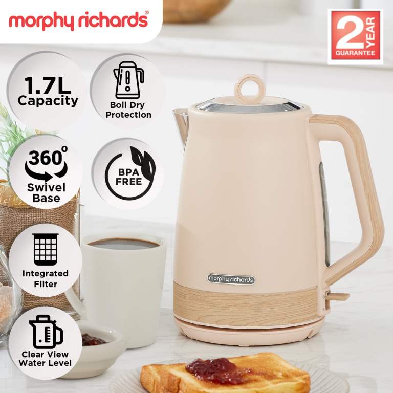 morphy richards 1.7l electric kettle essence scandi swivel base boil dry protection