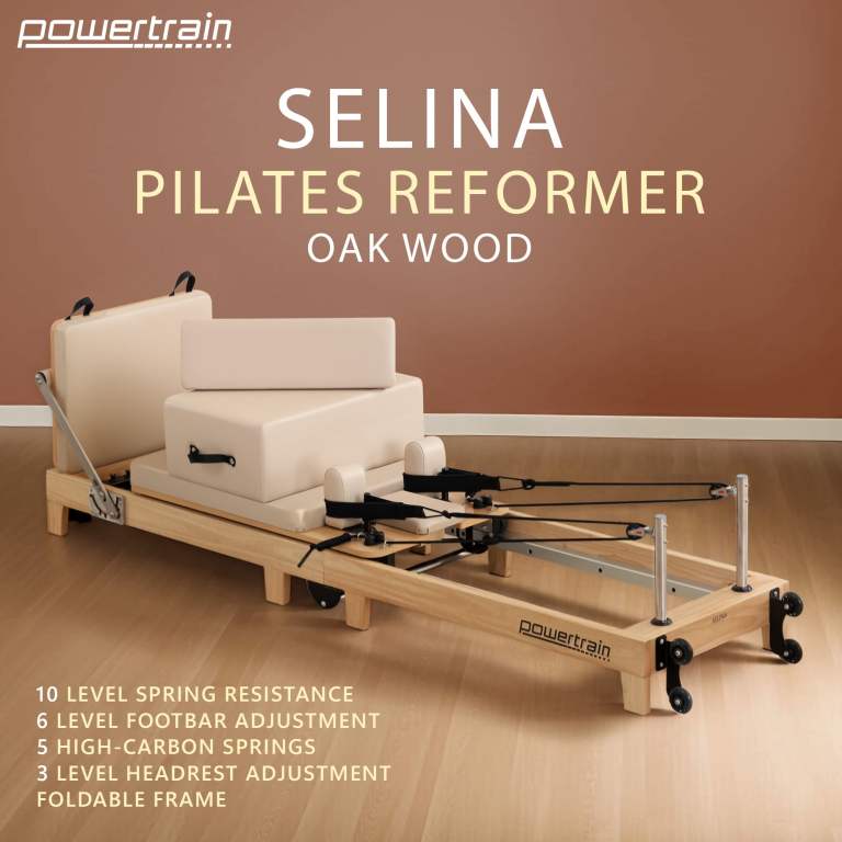 powertrain selina pilates reformer machine wooden folding multifunctional home gym equipment with jumpboard & sitting box oak beige powertrain selina pilates reformer machine wooden folding multifunctional home gym equipment with jumpboard & sitting box oak beige