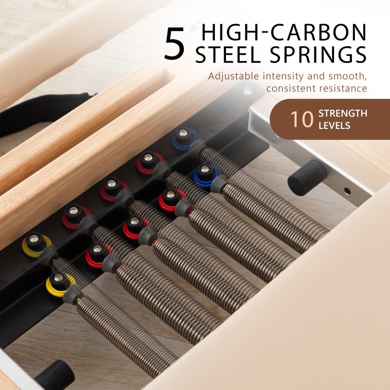 powertrain selina pilates reformer machine wooden folding multifunctional home gym equipment with jumpboard & sitting box oak beige powertrain selina pilates reformer machine wooden folding multifunctional home gym equipment with jumpboard & sitting box oak beige