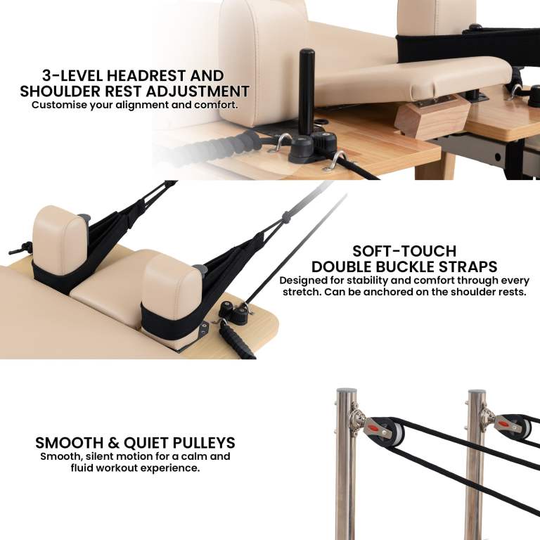 powertrain selina pilates reformer machine wooden folding multifunctional home gym equipment with jumpboard & sitting box oak beige powertrain selina pilates reformer machine wooden folding multifunctional home gym equipment with jumpboard & sitting box oak beige