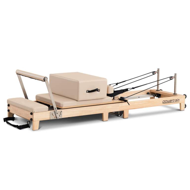 powertrain selina pilates reformer machine wooden folding multifunctional home gym equipment with jumpboard & sitting box oak beige powertrain selina pilates reformer machine wooden folding multifunctional home gym equipment with jumpboard & sitting box oak beige