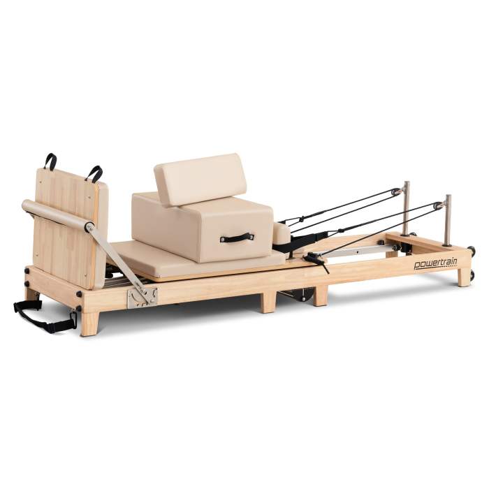 powertrain selina pilates reformer machine wooden folding multifunctional home gym equipment with jumpboard & sitting box oak beige powertrain selina pilates reformer machine wooden folding multifunctional home gym equipment with jumpboard & sitting box oak beige