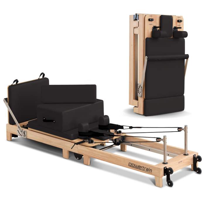 powertrain selina pilates reformer machine wooden folding multifunctional home gym equipment with jumpboard & sitting box oak black powertrain selina pilates reformer machine wooden folding multifunctional home gym equipment with jumpboard & sitting box oak black