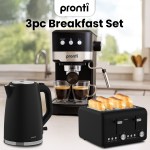 pronti breakfast set with 1.25l coffee machine, silver noir toaster & kettle pronti breakfast set with 1.25l coffee machine, silver noir toaster & kettle