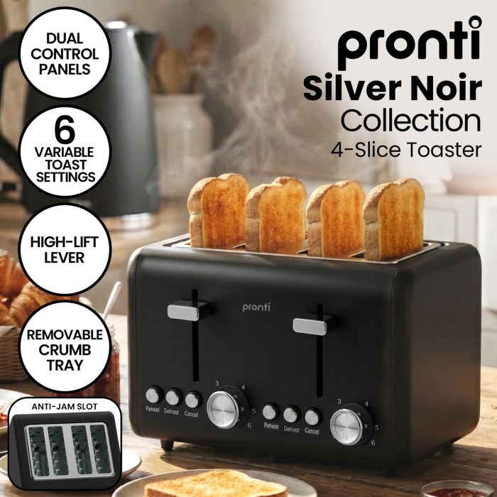 pronti breakfast set with 1.25l coffee machine, silver noir toaster & kettle pronti breakfast set with 1.25l coffee machine, silver noir toaster & kettle