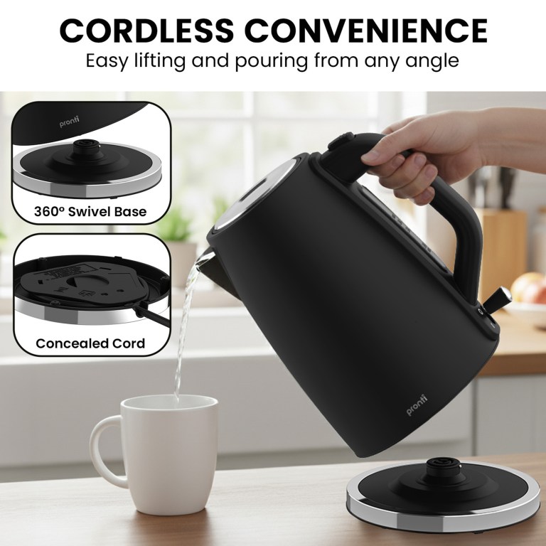 pronti breakfast set with 1.25l coffee machine, silver noir toaster & kettle pronti breakfast set with 1.25l coffee machine, silver noir toaster & kettle