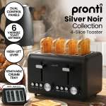 pronti silver noir collection 4 slice toaster with dual controls