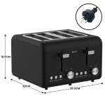 pronti silver noir collection 4 slice toaster with dual controls