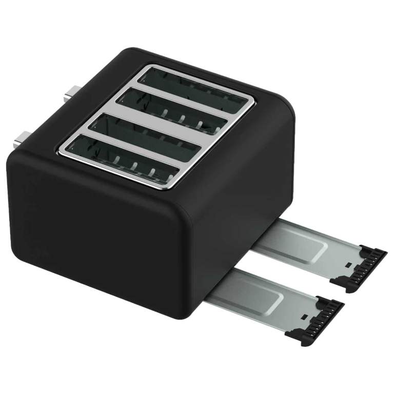 pronti silver noir collection 4 slice toaster with dual controls