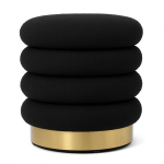 interior ave roma round velvet ottoman / footstool – black