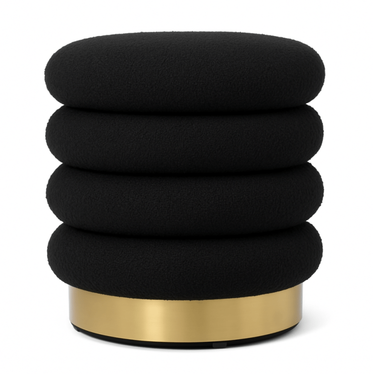 interior ave roma round velvet ottoman / footstool – black