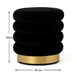 interior ave roma round velvet ottoman / footstool – black