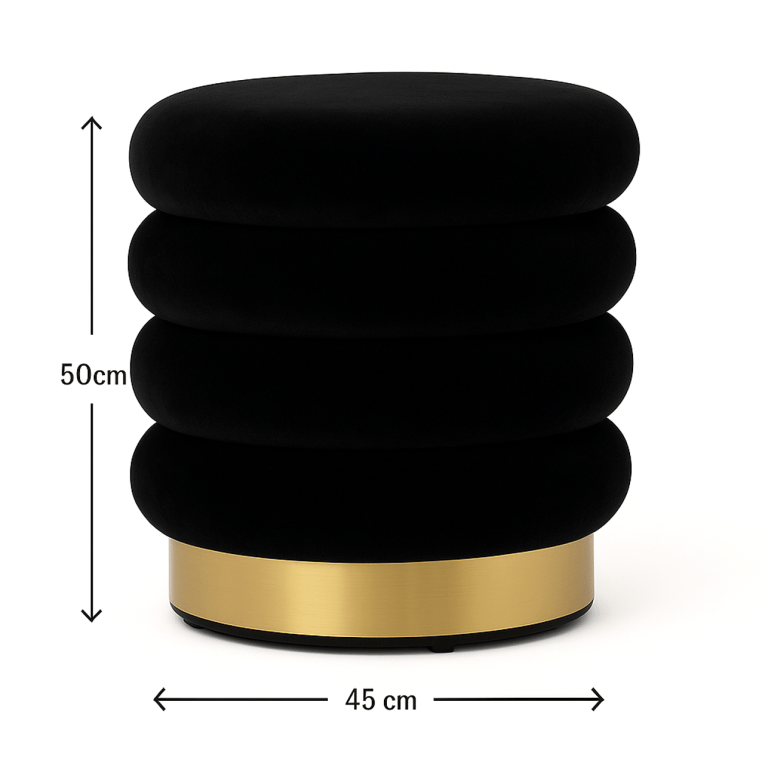 interior ave roma round velvet ottoman / footstool – black
