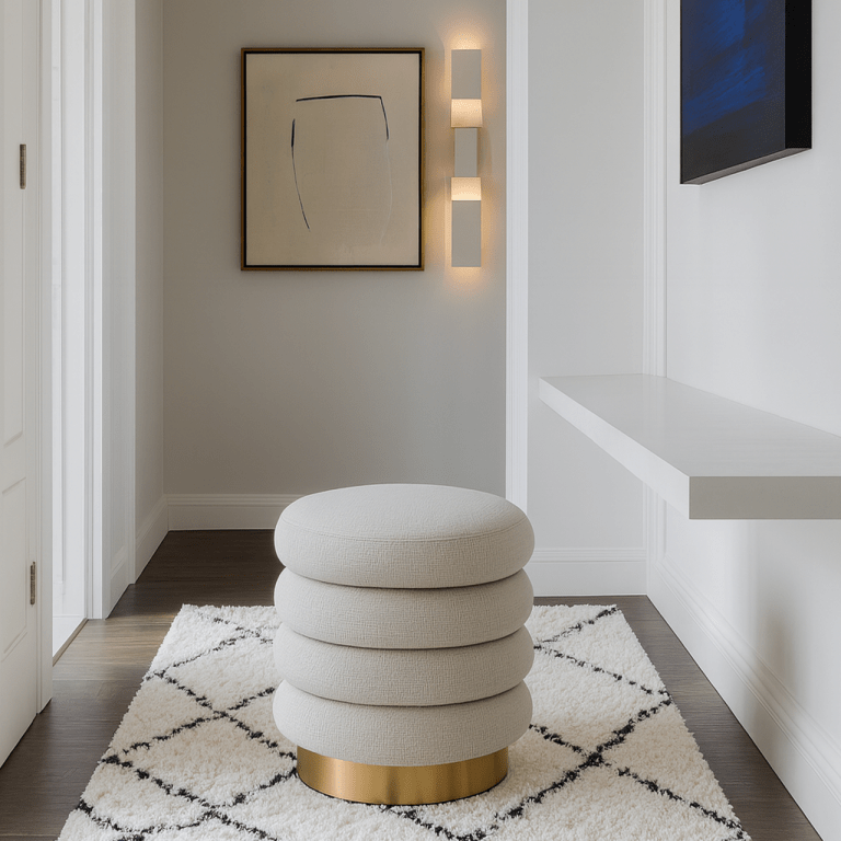 interior ave roma round milan ottoman / footstool – off white