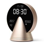 lexon conic radio alarm clock with fm & built in bluetooth speaker gold