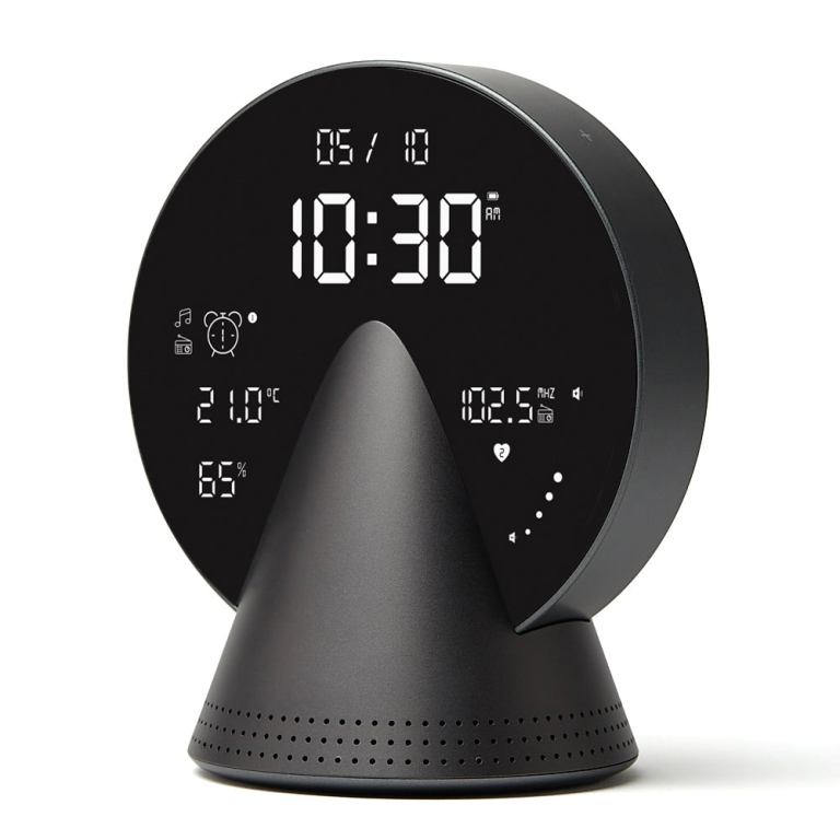 lexon conic radio alarm clock with fm & built in bluetooth speaker grey lexon conic radio alarm clock with fm & built in bluetooth speaker grey
