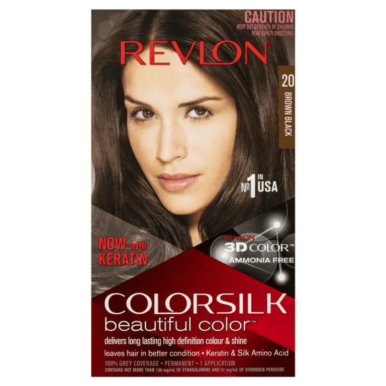 revlon colorsilk 20 brown black permanent 3d hair colour w/ keratin brown/black