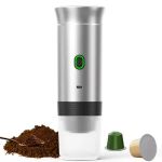 grey portable espresso coffee machine universal 3 in 1 capsule, coffee powder, and espresso maker