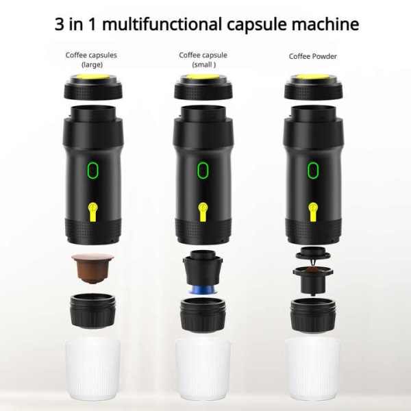 white portable fully automatic espresso coffee machine universal 3 in 1 capsule, coffee powder & espresso maker