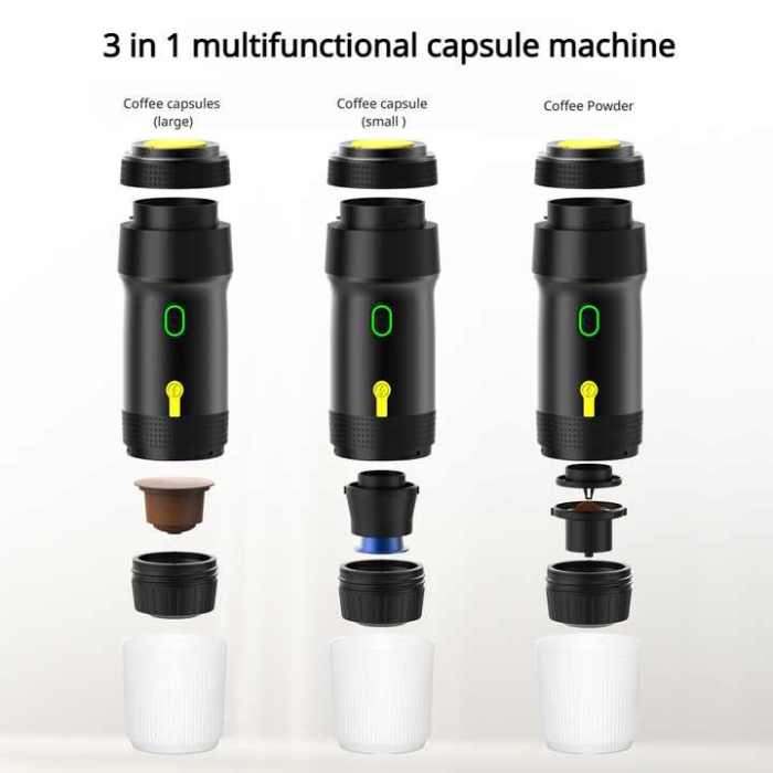 white portable fully automatic espresso coffee machine universal 3 in 1 capsule, coffee powder & espresso maker