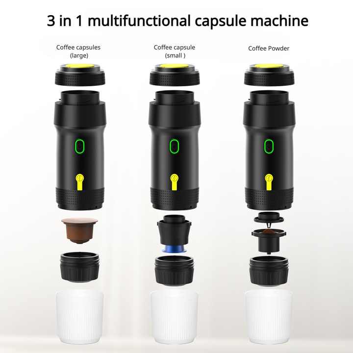 white portable fully automatic espresso coffee machine universal 3 in 1 capsule, coffee powder & espresso maker