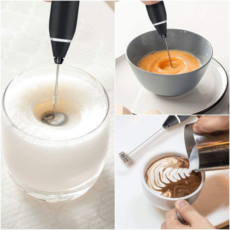 black 304 stainless steel 3 speed handheld electric milk frother, egg beater, paint mixer, and milk powder blender