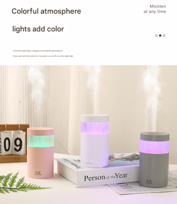 2 piece white mini desktop humidifier portable mist maker for home and car use