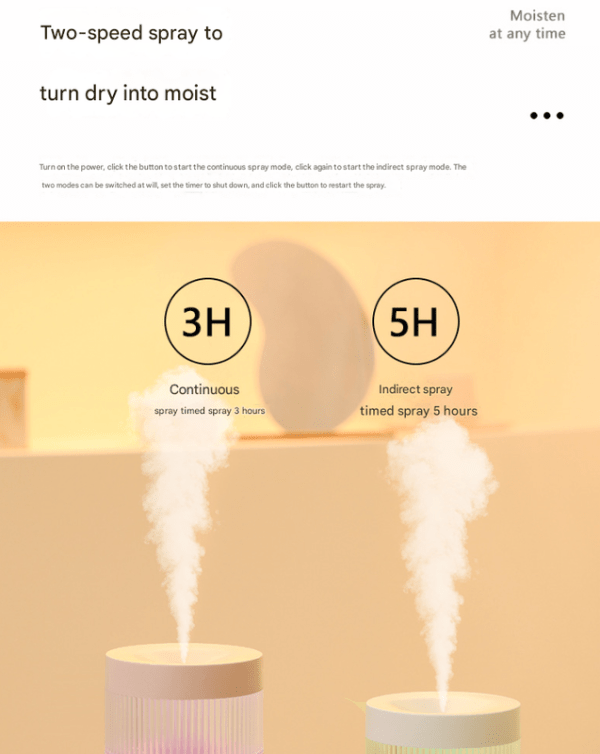 2 piece white mini desktop humidifier portable mist maker for home and car use
