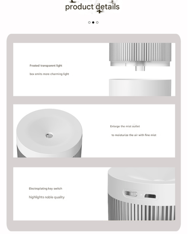 2 piece white mini desktop humidifier portable mist maker for home and car use
