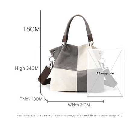 blue women's canvas patchwork tote bag large capacity shoulder handbag fits a4 magazine adjustable crossbody strap 34cm for work & school blue women's canvas patchwork tote bag large capacity shoulder handbag fits a4 magazine adjustable crossbody strap 34cm for work & school