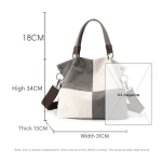 black women's canvas patchwork tote bag large capacity shoulder handbag fits a4 magazine adjustable crossbody strap 34cm for work & school black women's canvas patchwork tote bag large capacity shoulder handbag fits a4 magazine adjustable crossbody strap 34cm for work & school