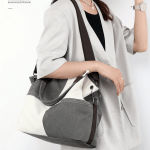 black women's canvas patchwork tote bag large capacity shoulder handbag fits a4 magazine adjustable crossbody strap 34cm for work & school black women's canvas patchwork tote bag large capacity shoulder handbag fits a4 magazine adjustable crossbody strap 34cm for work & school