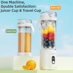 white portable 600ml wireless juicer blender with 12 leaf blades 20,000 rpm high speed smoothie maker & self cleaning personal blender for travel and home