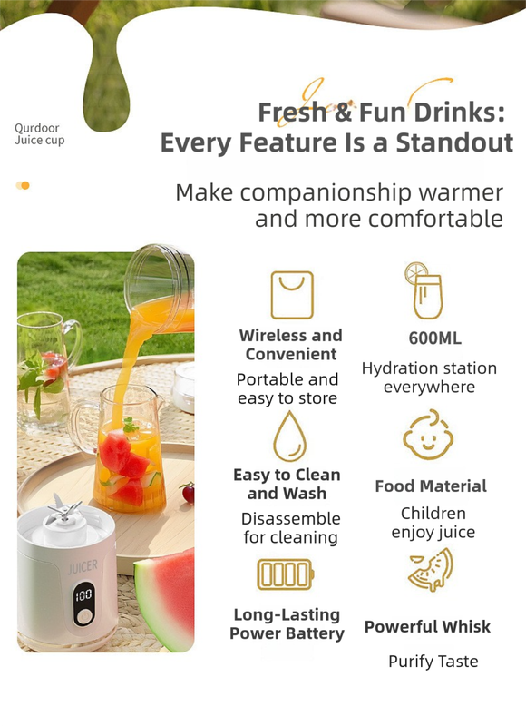 gray portable 600ml wireless juicer blender with 12 leaf blades 20,000 rpm high speed smoothie maker & self cleaning personal blender for travel and home