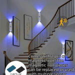 2 pcs smart motion sensor atmosphere night light(3 level color) usb rechargeable projection wall lamp, high end minimalist design for home decor