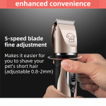 gold k5 lightweight pet precision grooming clipper usb rechargable, low noise dog & cat hair trimmer with 5 level adjustable titanium ceramic blade & 4*guide combs gold k5 lightweight pet precision grooming clipper usb rechargable, low noise dog & cat hair trimmer with 5 level adjustable titanium ceramic blade & 4*guide combs