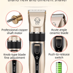 black k5 lightweight pet precision grooming clipper usb rechargable, low noise dog & cat hair trimmer with 5 level adjustable titanium ceramic blade & 4*guide combs