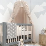 grey nordic style 7 layer tulle bed canopy 300cm extra long 60cm dome for australian kids bedroom nursery and playroom decor