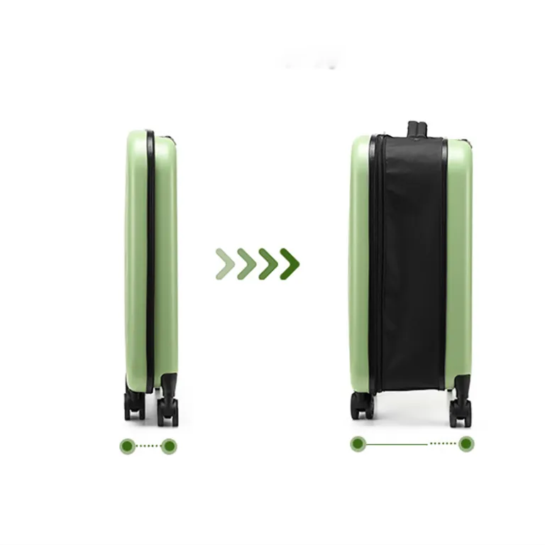 green 20 inch foldable carry on suitcase with 360 spinner wheels and combination lock, lightweight space saving hard shell luggage for australian travel