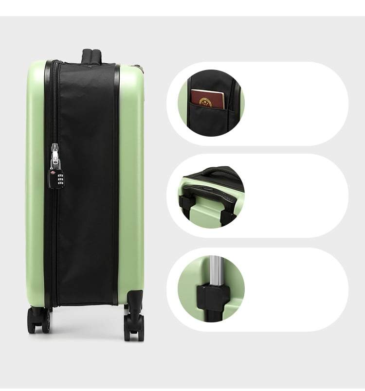 blue 20 inch foldable carry on suitcase with 360 spinner wheels and combination lock, lightweight space saving hard shell luggage for australian travel