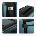 blue 20 inch foldable carry on suitcase ultra lightweight 2.1kg hard shell luggage with 360 spinner wheels and combination lock for australian travel