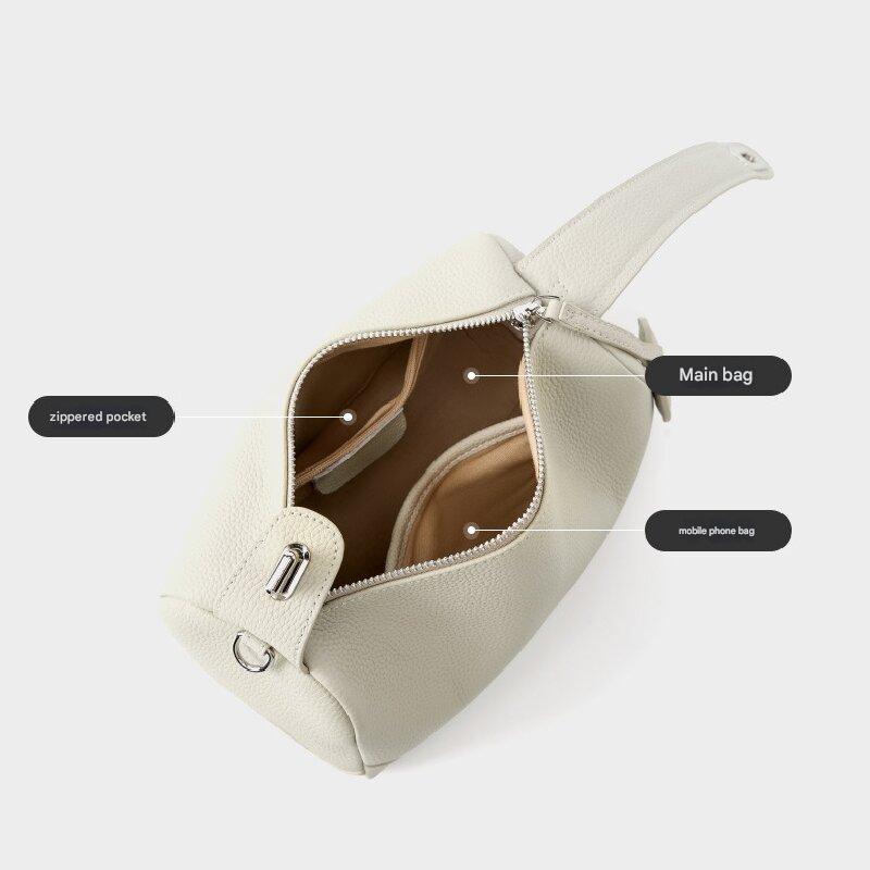 black women genuine first layer cowhide boston bag fashionable handheld crossbody shoulder bag with 115cm adjustable strap