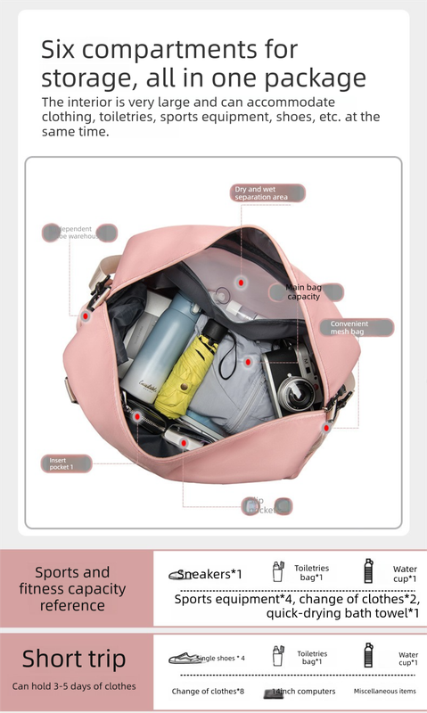 large travel duffle bag gym sports weekender with shoe compartment wet pocket lightweight carry on luggage bag (black)