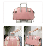 large travel duffle bag gym sports weekender with shoe compartment wet pocket lightweight carry on luggage bag (pink)