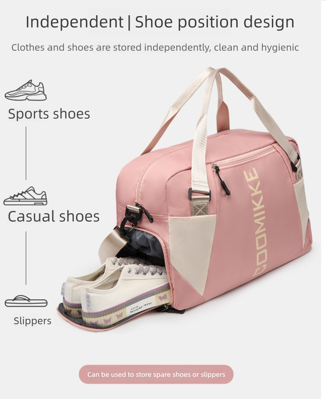 large travel duffle bag gym sports weekender with shoe compartment wet pocket lightweight carry on luggage bag (pink)