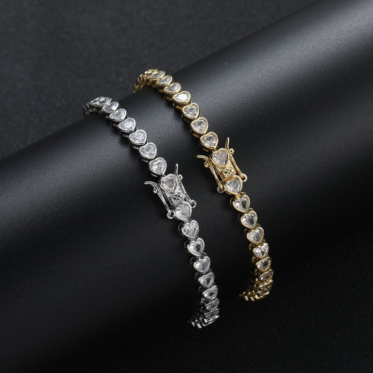 gold bling heart tennis bracelet for women with micro paved heart zirconia romantic couple's jewelry (7 length)" gold bling heart tennis bracelet for women with micro paved heart zirconia romantic couple's jewelry (7 length)"